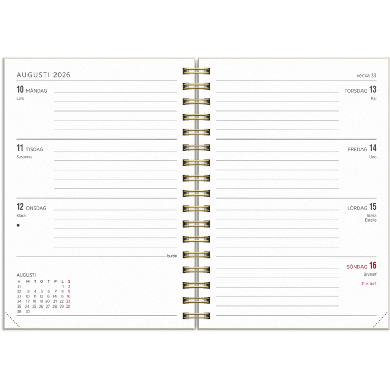 Kalender 2026-2027 Senator A6 Story Blomma, Övrigt