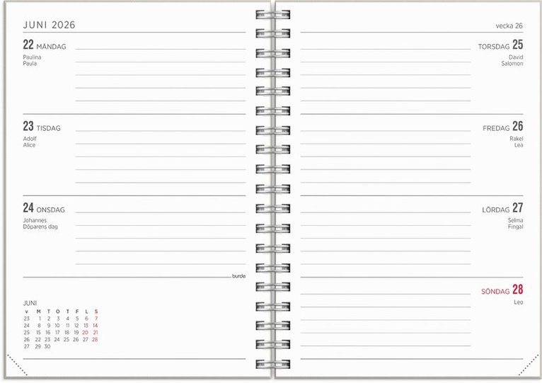 Kalender 2025-2026 Senator A6 Story Blomma, Övrigt
