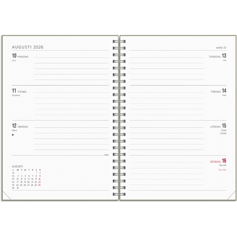 Kalender 2026-2027 Senator A5 Story Blad, Övrigt