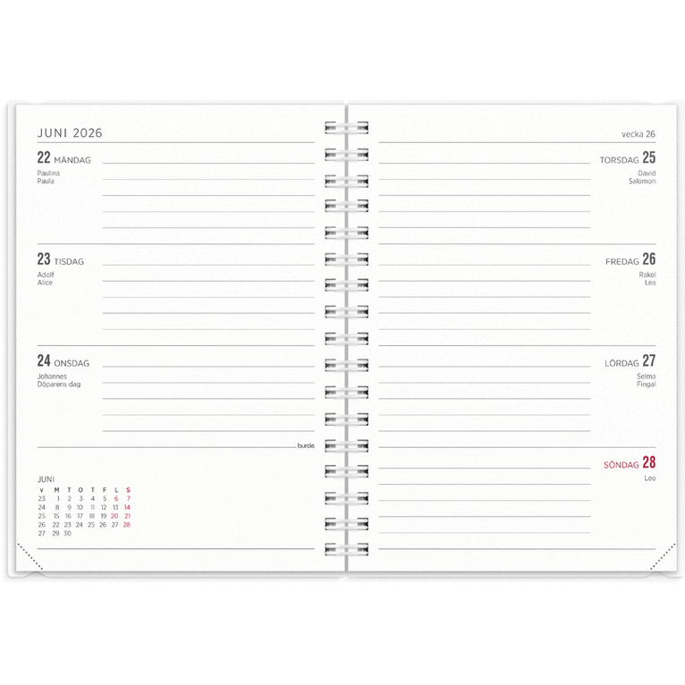 Kalender 2026-2027 Senator A6 4i1, Övrigt