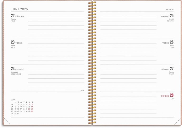 Kalender 2025-2026 Senator A5 Twist rosa, Övrigt