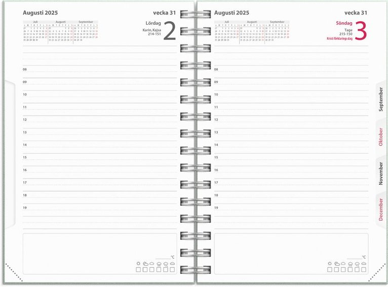 Kalender 2025-2026 Dagbok Textile grön, Övrigt