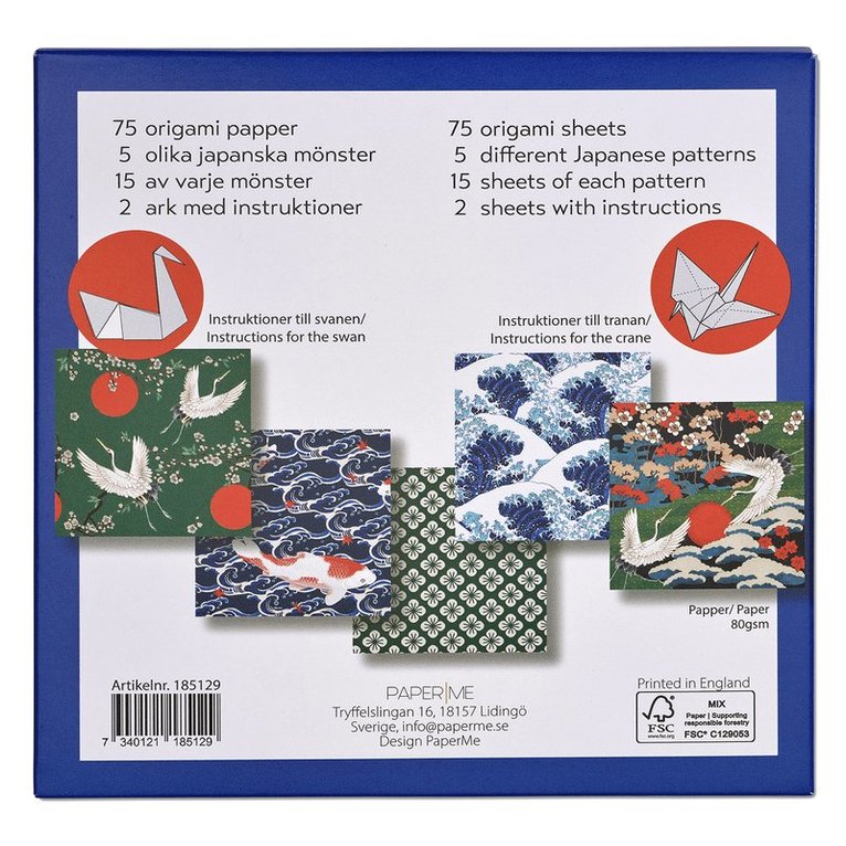 Origami Klassiska Japanska mönster 75 ark i 5 motiv, Övrigt