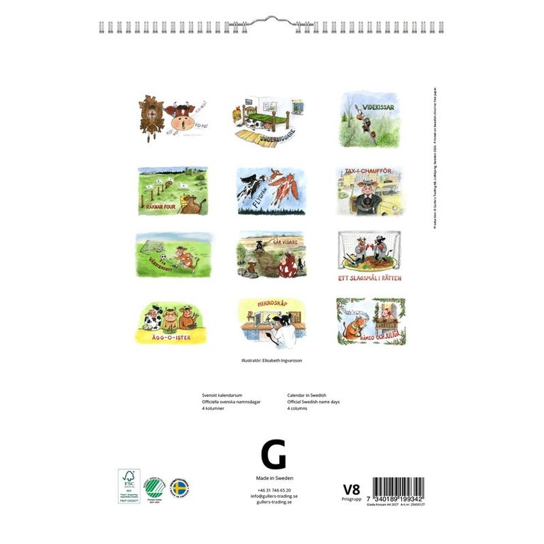 Familjekalender 2027 Glada kossan, Övrigt