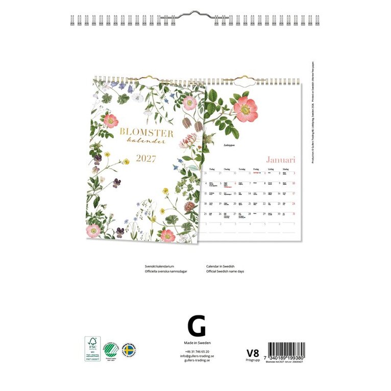 Väggkalender 2027 Blomster A4, Övrigt