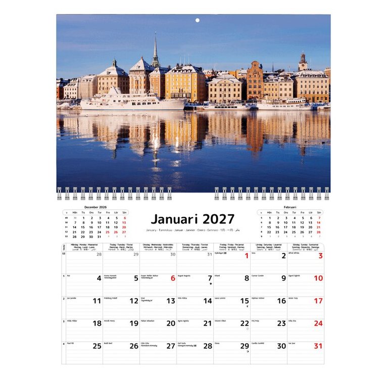 Väggkalender 2027 Stockholm, Övrigt