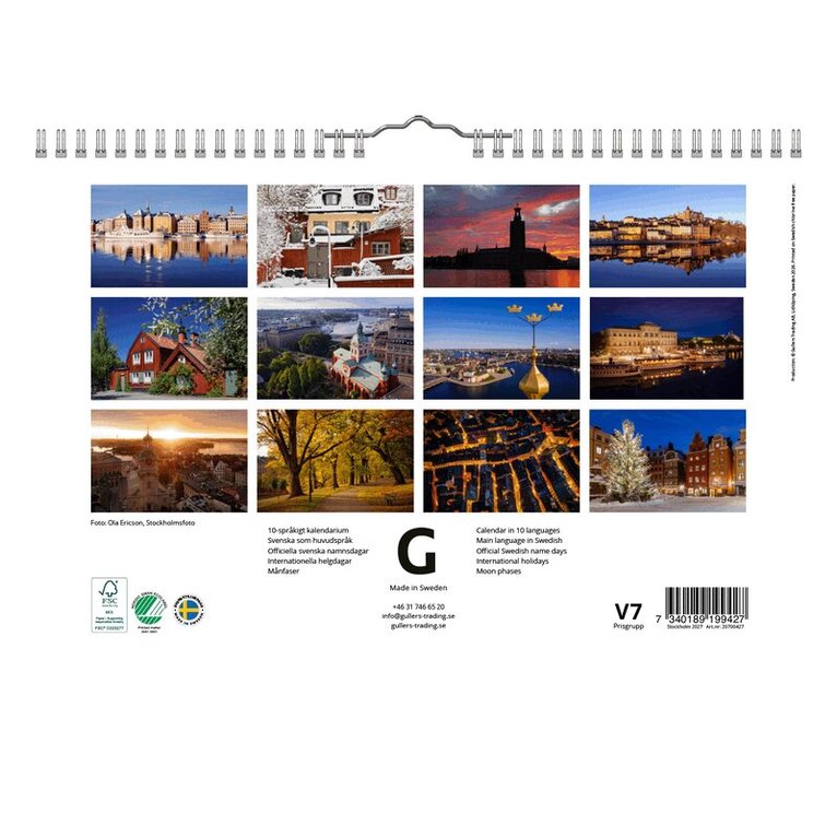 Väggkalender 2027 Stockholm, Övrigt