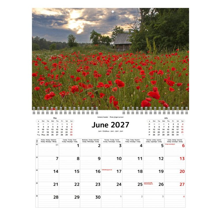 Väggkalender 2027 Scandinavia, Övrigt