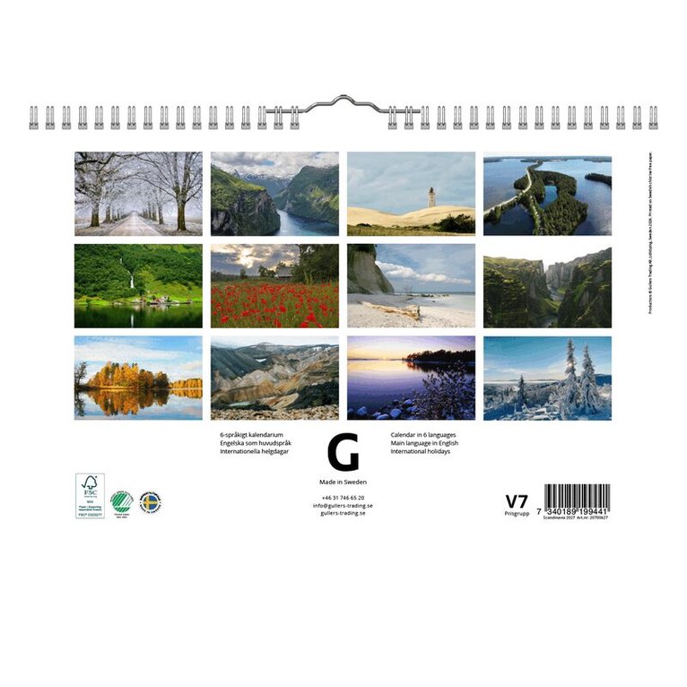 Väggkalender 2027 Scandinavia, Övrigt