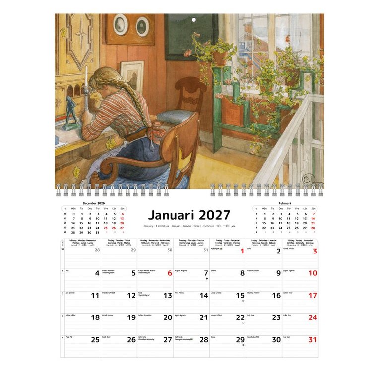 Väggkalender 2027 Carl Larsson, Övrigt