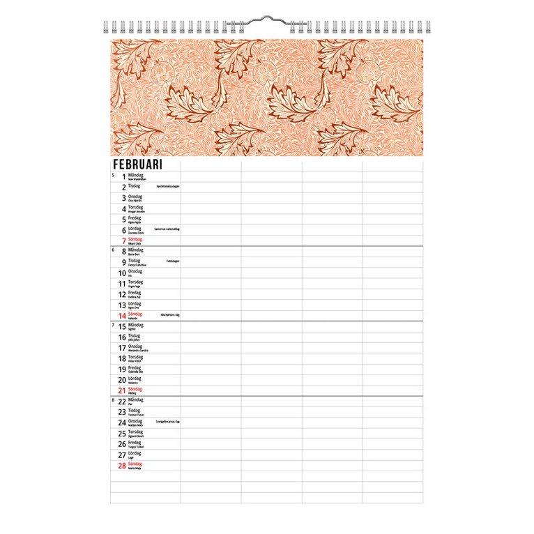 Familjekalender 2027 William Morris, Övrigt