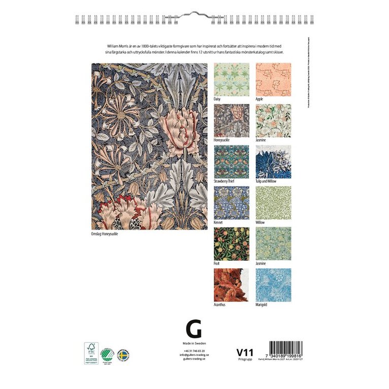 Familjekalender 2027 William Morris, Övrigt