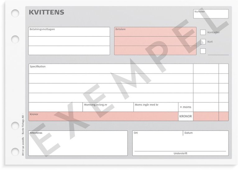 Kvittensblock A5L med 1 kopia, 2 x 50 blad, Övrigt