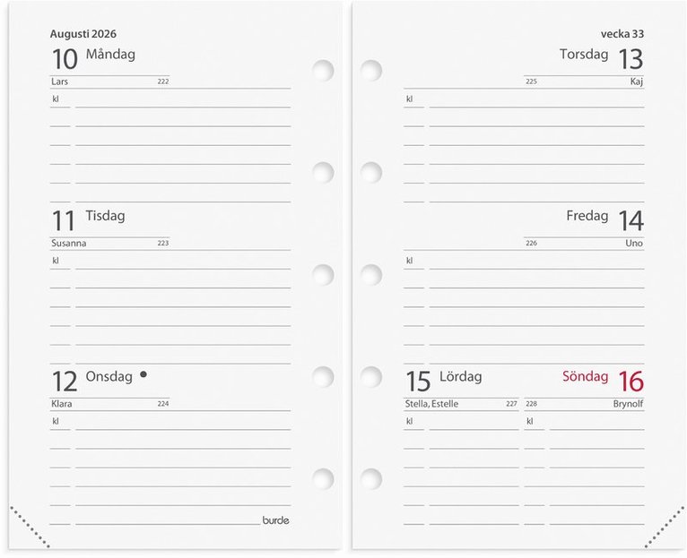 Systemkalender Mini skinn svart, Övrigt