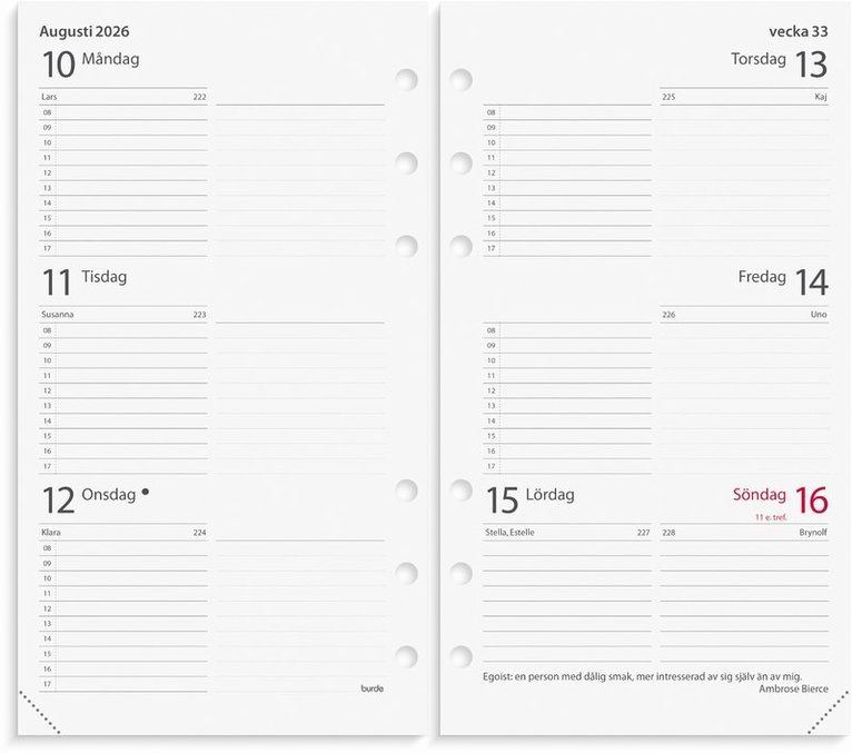 Systemkalender Regent skinn brun, Övrigt