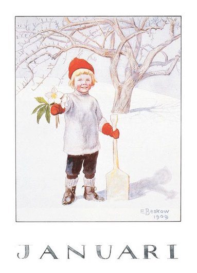 Kort Elsa Beskow : Januari