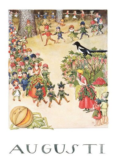 Kort Elsa Beskow : Augusti