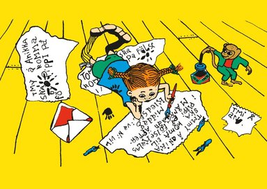 Kort Pippi Långstrum och herr Nillson skriver