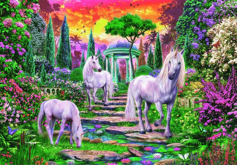 Pussel 2000 bitar Garden unicorns High Quality Collection, Övrigt