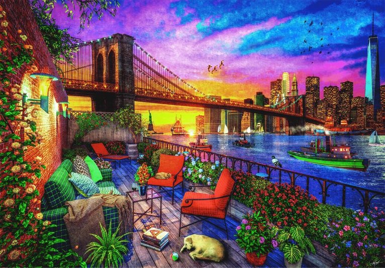 Pussel 3000 bitar High Quality Collection - Manhattan Balcony Sunset, Övrigt