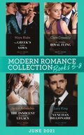 Modern Romance June 2021 Books 5-8: The Greek's Hidden Vows / My Forbidden Royal Fling / The Innocent Carrying His Legacy / Invitation from the Venetian Billionaire