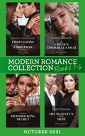 Modern Romance October 2021 Books 1-4: Confessions of His Christmas Housekeeper / The Greek's Cinderella Deal / Bound by Her Shocking Secret / His Majesty's Hidden Heir