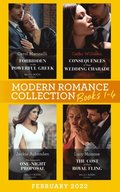 Modern Romance February 2022 Books 1-4: Forbidden to the Powerful Greek (Cinderellas of Convenience) / Consequences of Their Wedding Charade / The Innocent's One-Night Proposal / The Cost of Their R