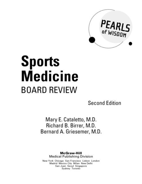 Bernard A. Griesemer, Richard B. Birrer, Mary E. Cataletto - Sports Medicine Board Review, E-bok