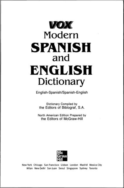 Vox - Vox Modern Spanish and English Dictionary, E-bok. Tillgänglighet: Lägg i varukorg