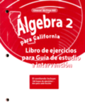 Algebra 2 Para California: Libro de Ejercicios Para Guia de Estudio E Intervencion
