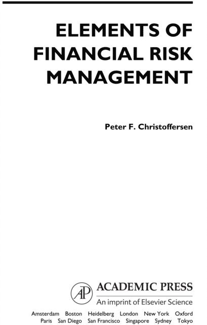 Peter Christoffersen - Elements of Financial Risk Management, E-bok. Tillgänglighet: Lägg i varukorg