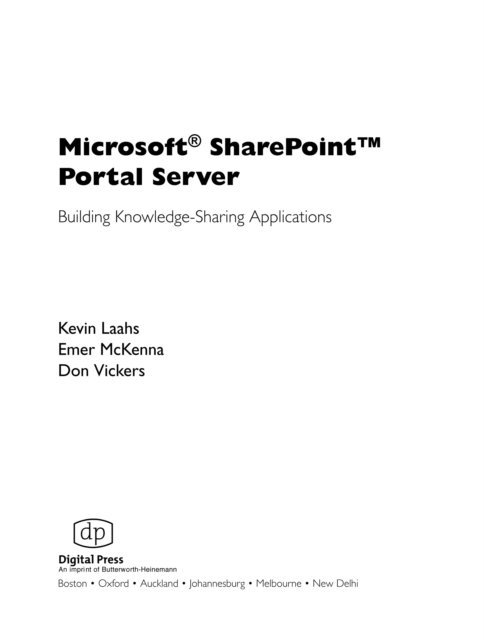 Don Vickers, Emer McKenna, Kevin Laahs - Microsoft SharePoint Portal Server, E-bok
