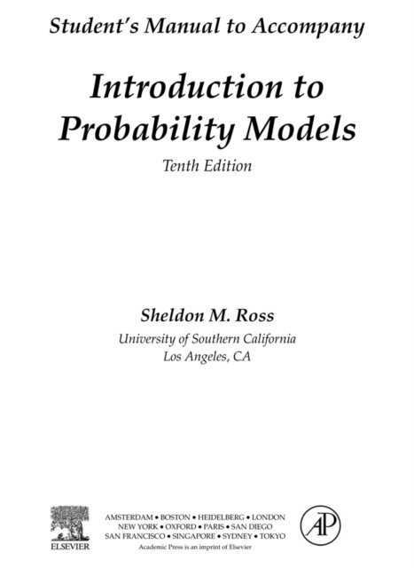 Sheldon M. Ross - Introduction to Probability Models, Student Solutions Manual (e-only), E-bok
