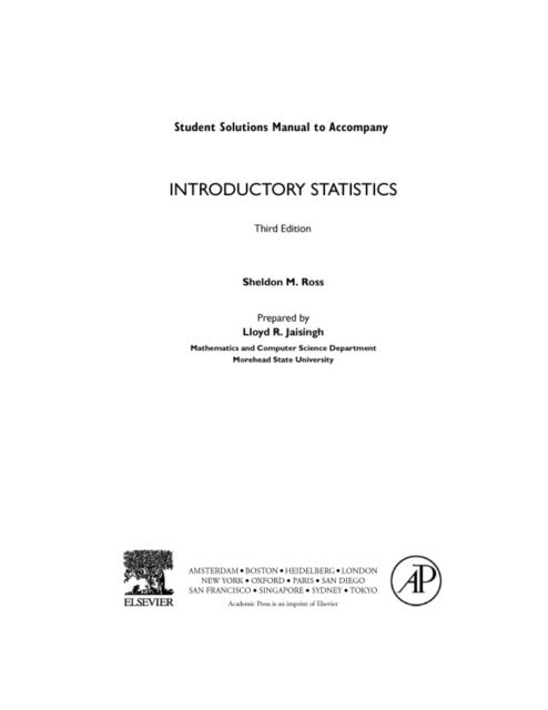 Sheldon M. Ross - Introductory Statistics, Student Solutions Manual (e-only), E-bok