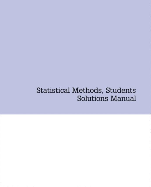 Rudolf J. Freund - Statistical Methods, Students Solutions Manual (e-only), E-bok. Tillgänglighet: Lägg i varukorg