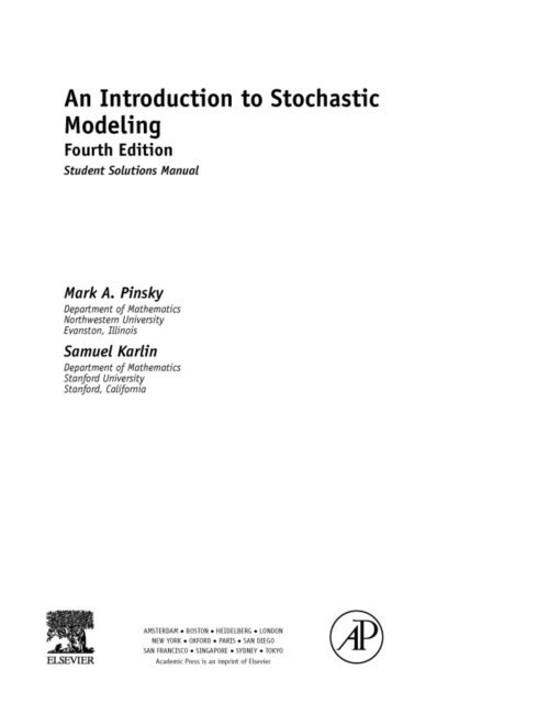 Mark Pinsky - Introduction to Stochastic Modeling, Student Solutions Manual (e-only), E-bok
