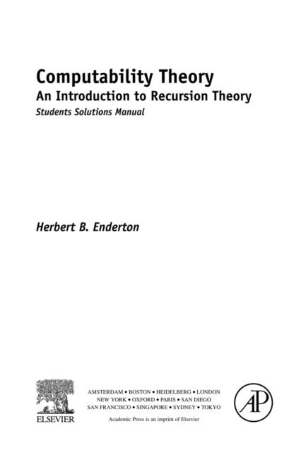 Herbert B. Enderton - Computability Theory, E-bok