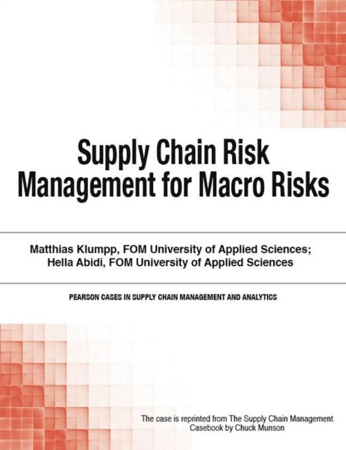 Chuck Munson - Supply Chain Risk Management for Macro Risks, E-bok