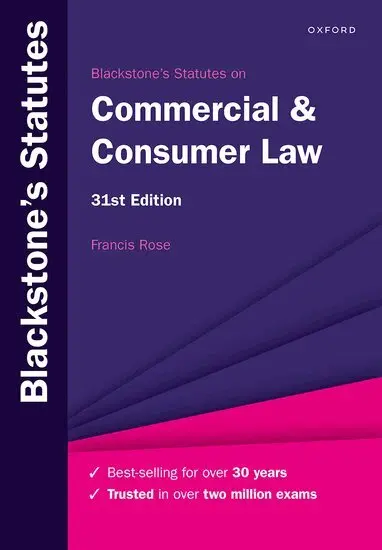 Francis Rose - Blackstone's Statutes on Commercial & Consumer Law, Häftad