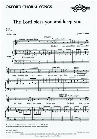 The Lord bless you and keep you, Övrigt