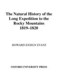 Natural History of the Long Expedition to the Rocky Mountains (1819-1820)