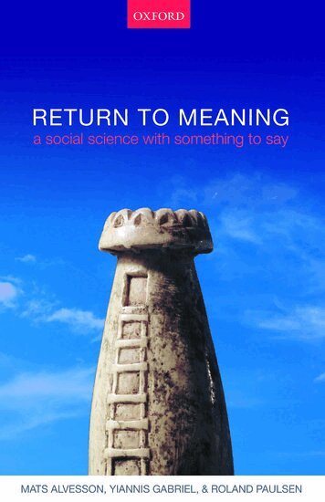Mats Alvesson, Yiannis Gabriel, Roland Paulsen - Return to Meaning, Inbunden