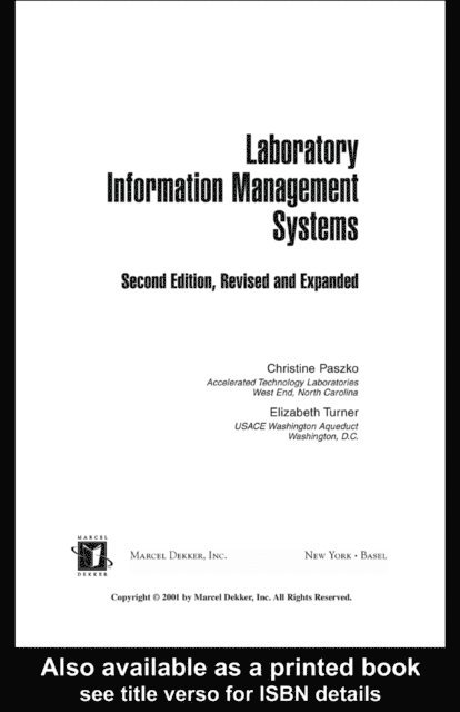 Elizabeth Turner, Christine Paszko - Laboratory Information Management Systems, E-bok