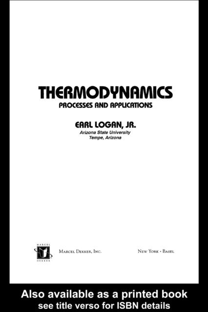 Earl Logan Jr. - Thermodynamics, E-bok