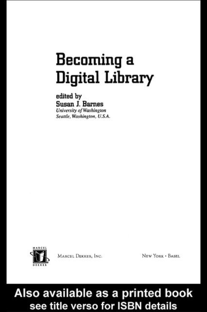 Susan J. Barnes - Becoming a Digital Library, E-bok