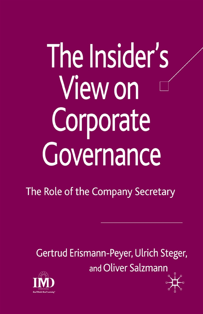 O. Salzmann, U. Steger, G. Erismann-Peyer - Insider's View on Corporate Governance, E-bok