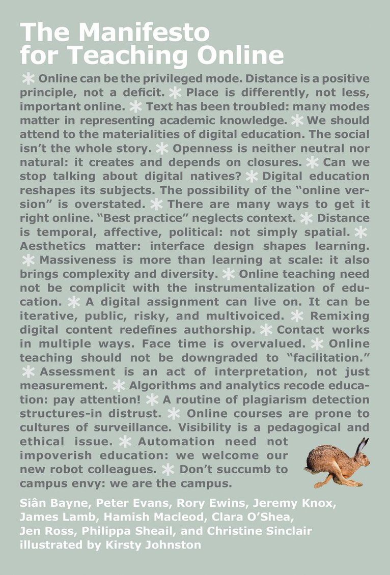 Sian Bayne - Manifesto for Teaching Online, Häftad