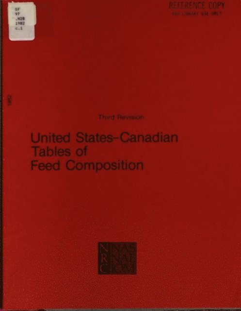 Subcommittee on Feed Composition, Committee on Animal Nutrition, Board on Agriculture, National Research Council - United States-Canadian Tables of Feed Composition, E-bok