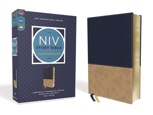 Zondervan, Kenneth L Barker, Mark L Strauss, Jeannine K Brown, Craig L Blomberg, Michael Williams - NIV Study Bible, Fully Revised Edition, Leathersoft, Navy/Tan, Red Letter, Comfort Print, Inbunden