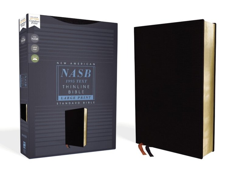 Zondervan - NASB, Thinline Bible, Large Print, Bonded Leather, Black, Red Letter, 1995 Text, Comfort Print, Inbunden